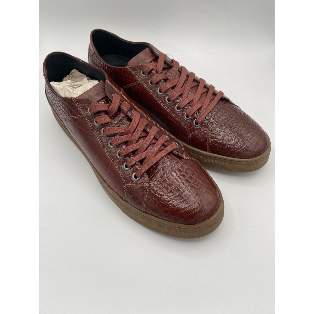 Studio Belvedere‎ Bernardo II Mens 9.5 D Cognac Croc Embossed Leather Sneakers